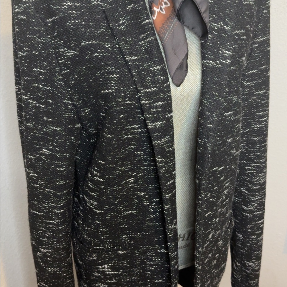 Zara Textured Black and White Blazer